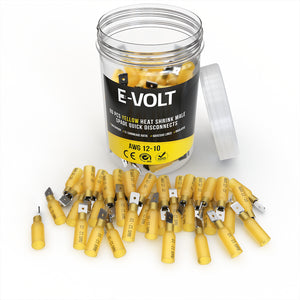 80 PC 12-10 Gauge Yellow Heat Shrink Male Quick Disconnect Connectors