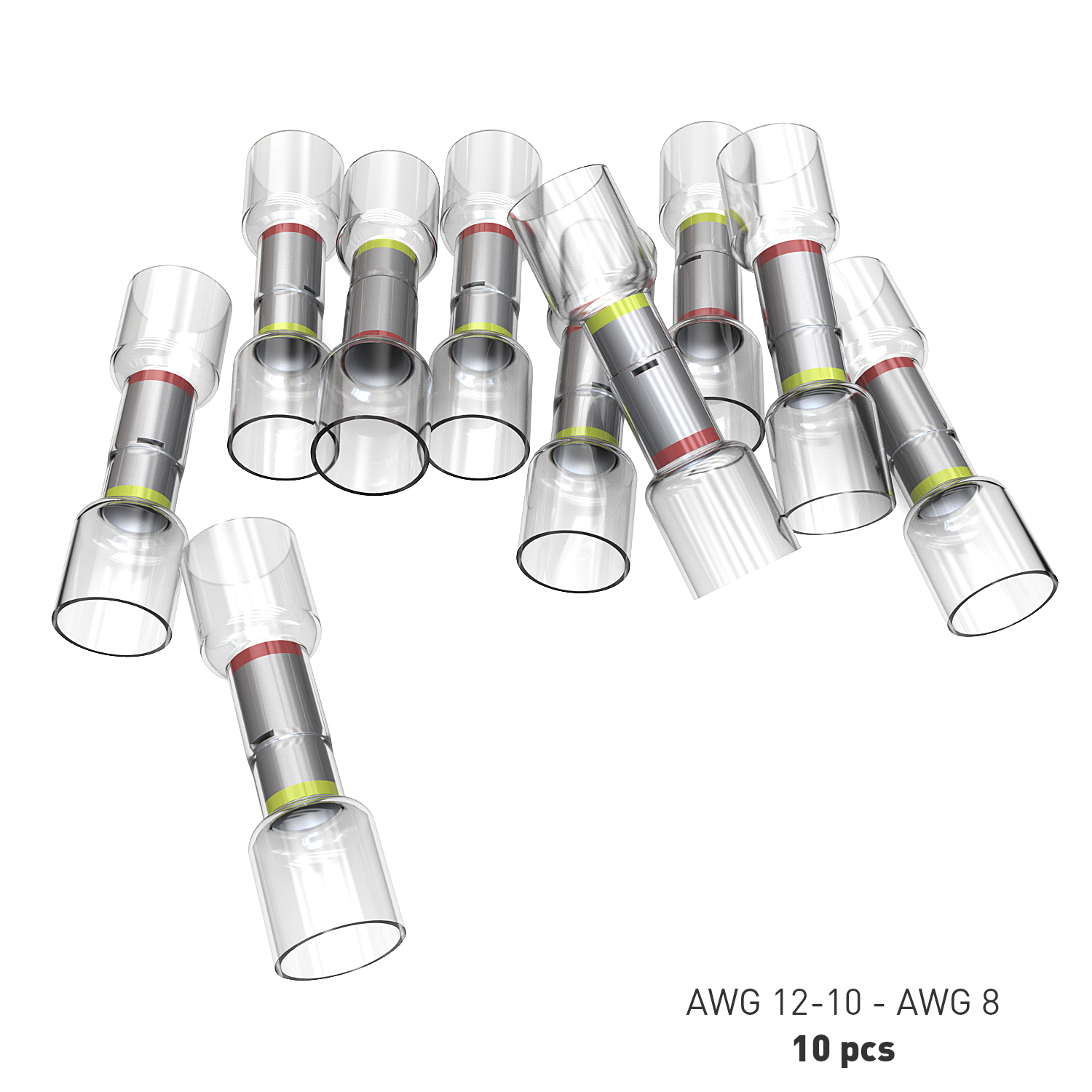 10 PC 8 AWG Step Down to 12-10 AWG Reducer Butt Connectors